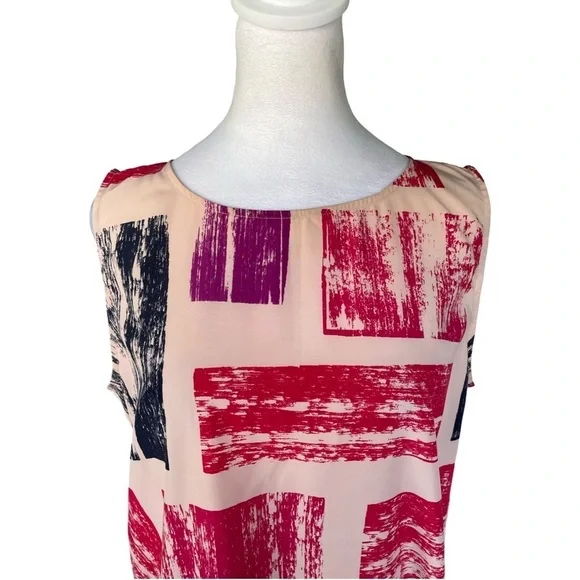 Nordstrom Halogen Midi Abstract Print Shift Dress Size Large - Picture 4 of 13